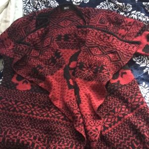 Red fleece skull cardigan